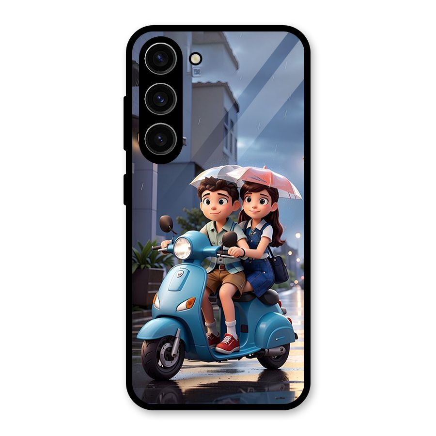 Cute Teen Scooter Glass Back Case for Galaxy S23