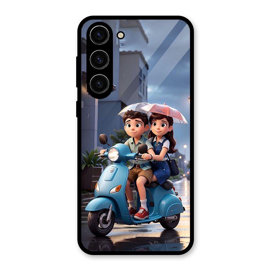 Cute Teen Scooter Glass Back Case for Galaxy S23 Plus