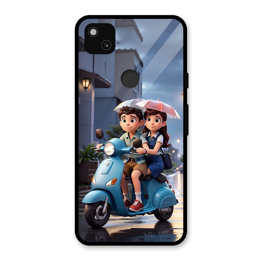 Cute Teen Scooter Glass Back Case for Google Pixel 4a