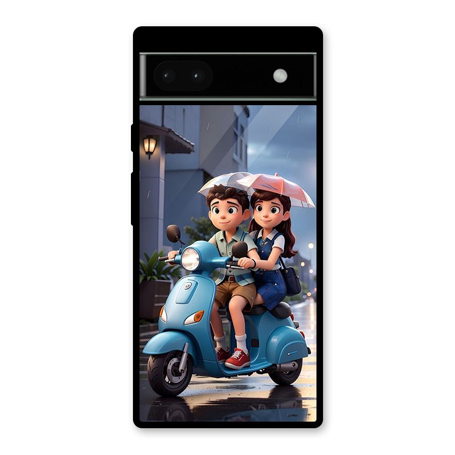 Cute Teen Scooter Glass Back Case for Google Pixel 6a