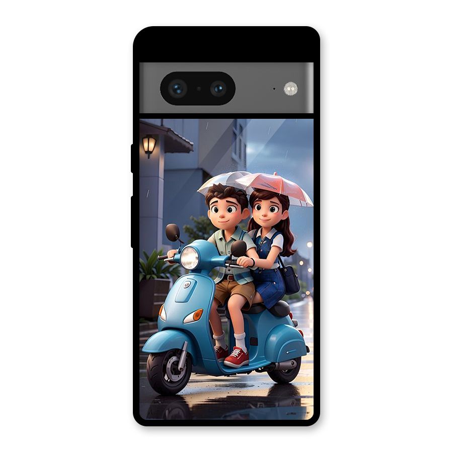 Cute Teen Scooter Glass Back Case for Google Pixel 7