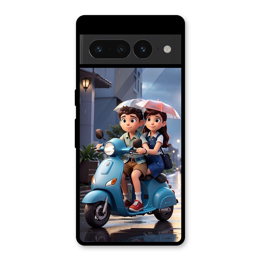 Cute Teen Scooter Glass Back Case for Google Pixel 7 Pro