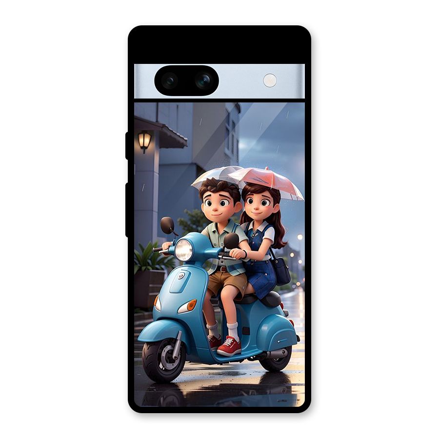 Cute Teen Scooter Glass Back Case for Google Pixel 7a