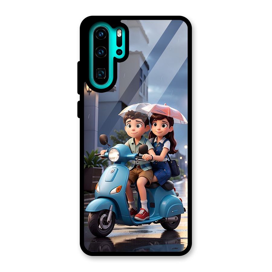 Cute Teen Scooter Glass Back Case for Huawei P30 Pro