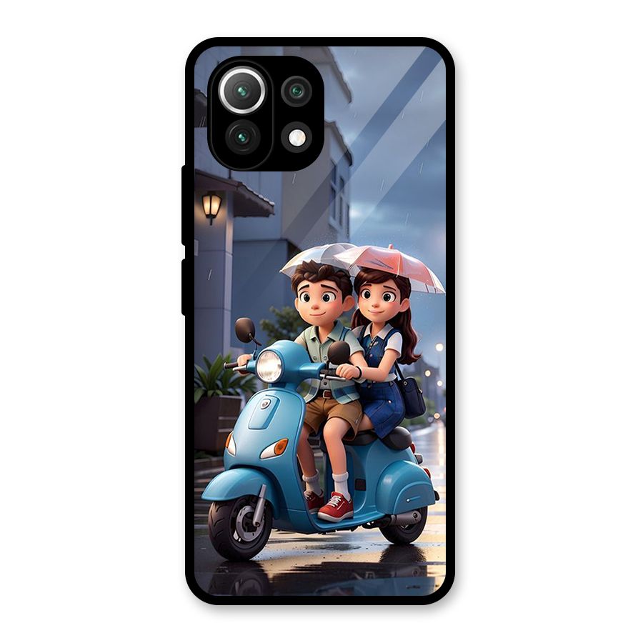 Cute Teen Scooter Glass Back Case for Mi 11 Lite