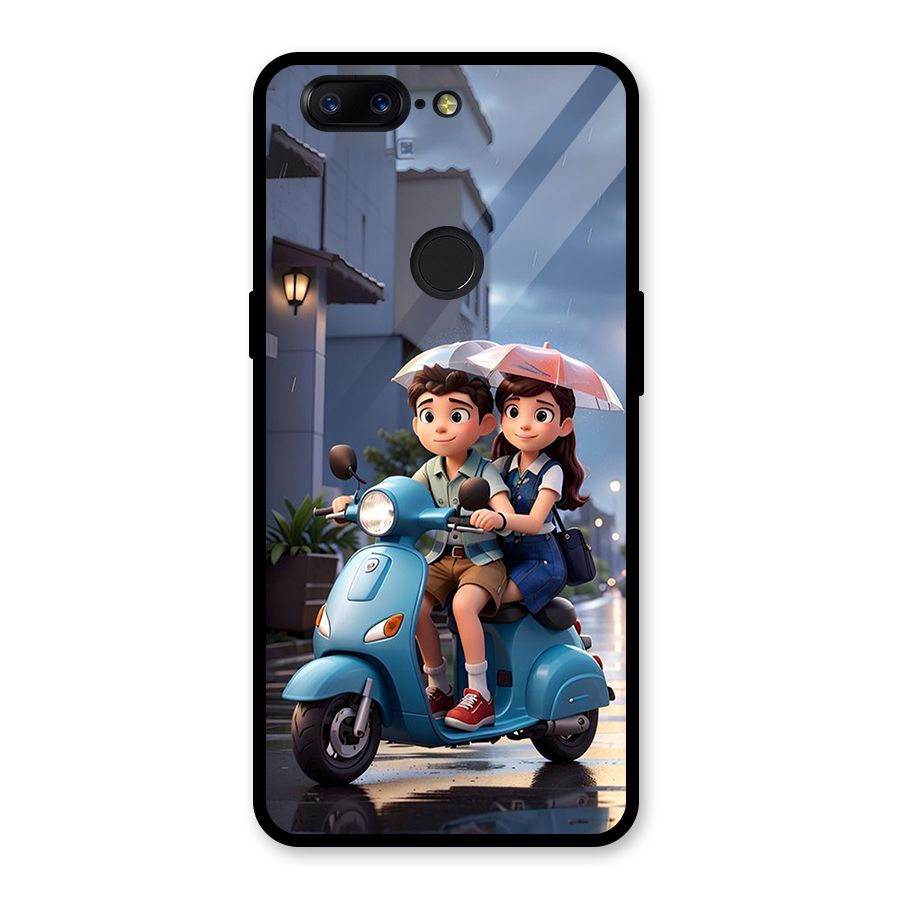 Cute Teen Scooter Glass Back Case for OnePlus 5T