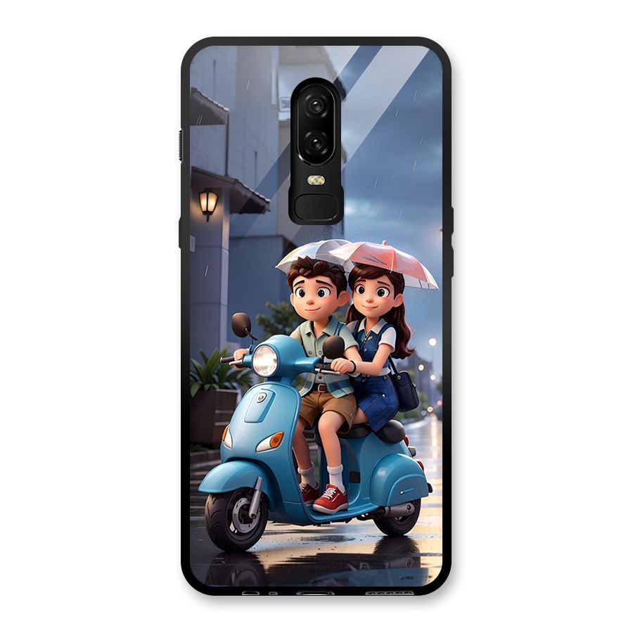 Cute Teen Scooter Glass Back Case for OnePlus 6