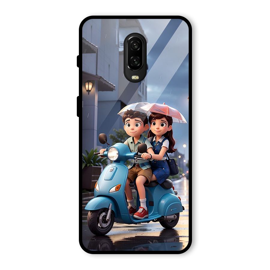 Cute Teen Scooter Glass Back Case for OnePlus 6T
