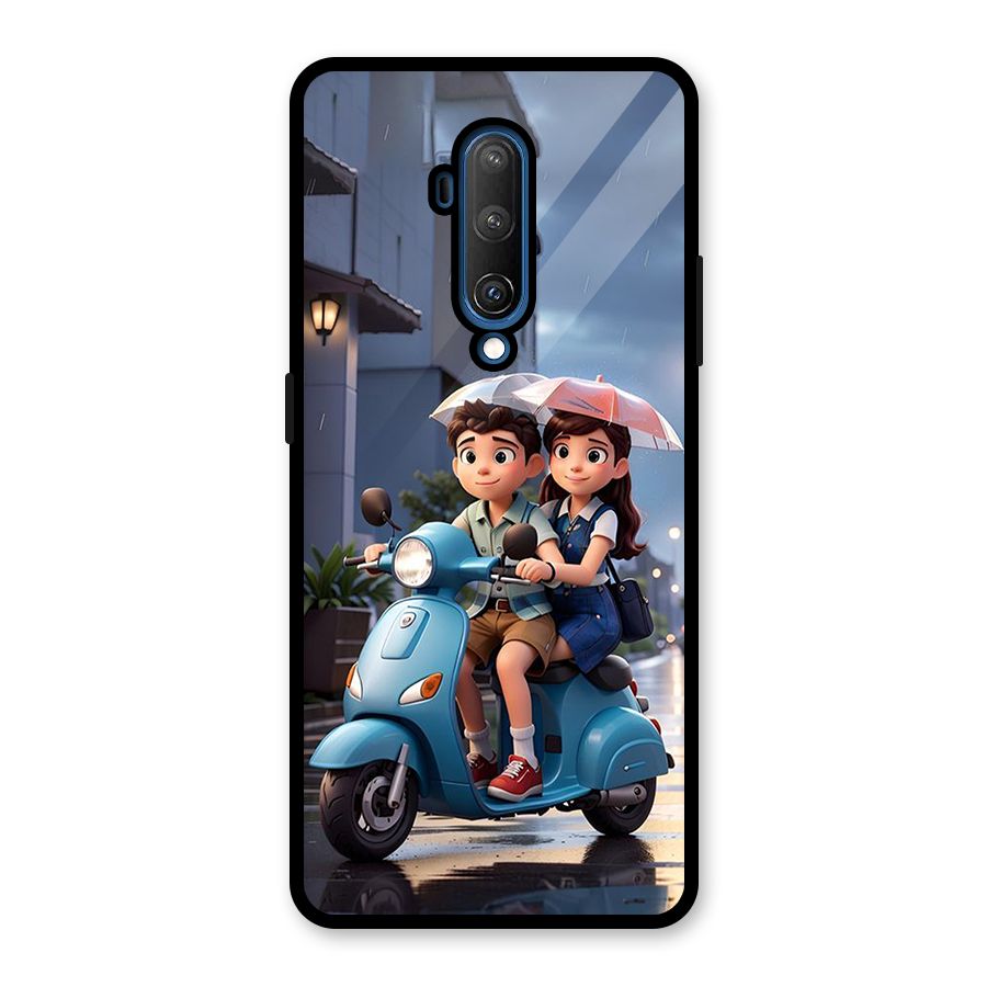 Cute Teen Scooter Glass Back Case for OnePlus 7T Pro