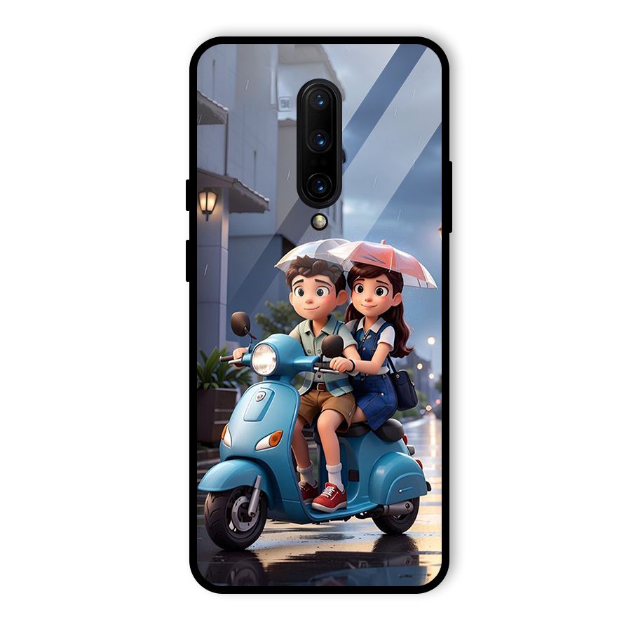 Cute Teen Scooter Glass Back Case for OnePlus 7 Pro
