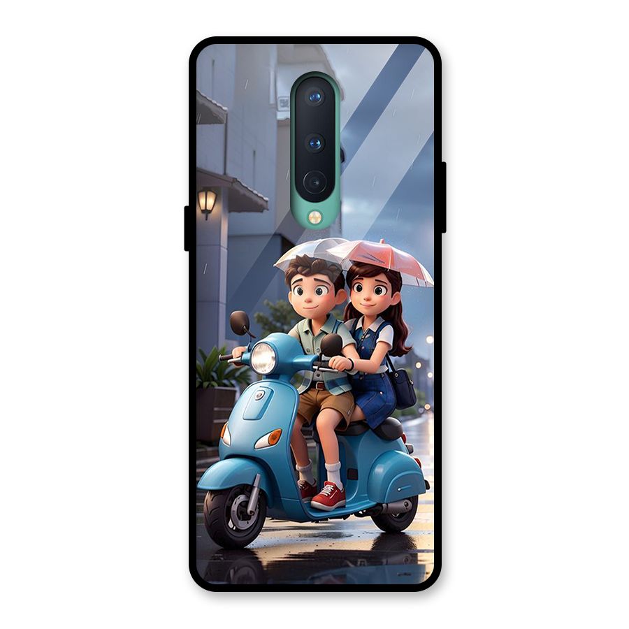 Cute Teen Scooter Glass Back Case for OnePlus 8