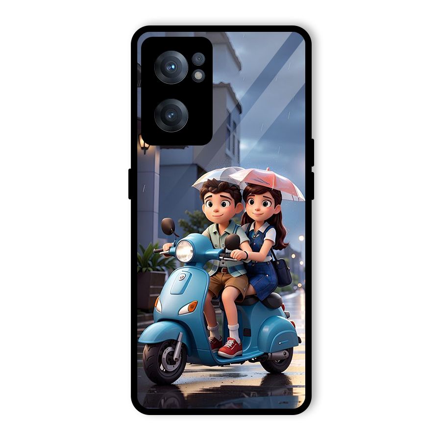 Cute Teen Scooter Glass Back Case for OnePlus Nord CE 2 5G