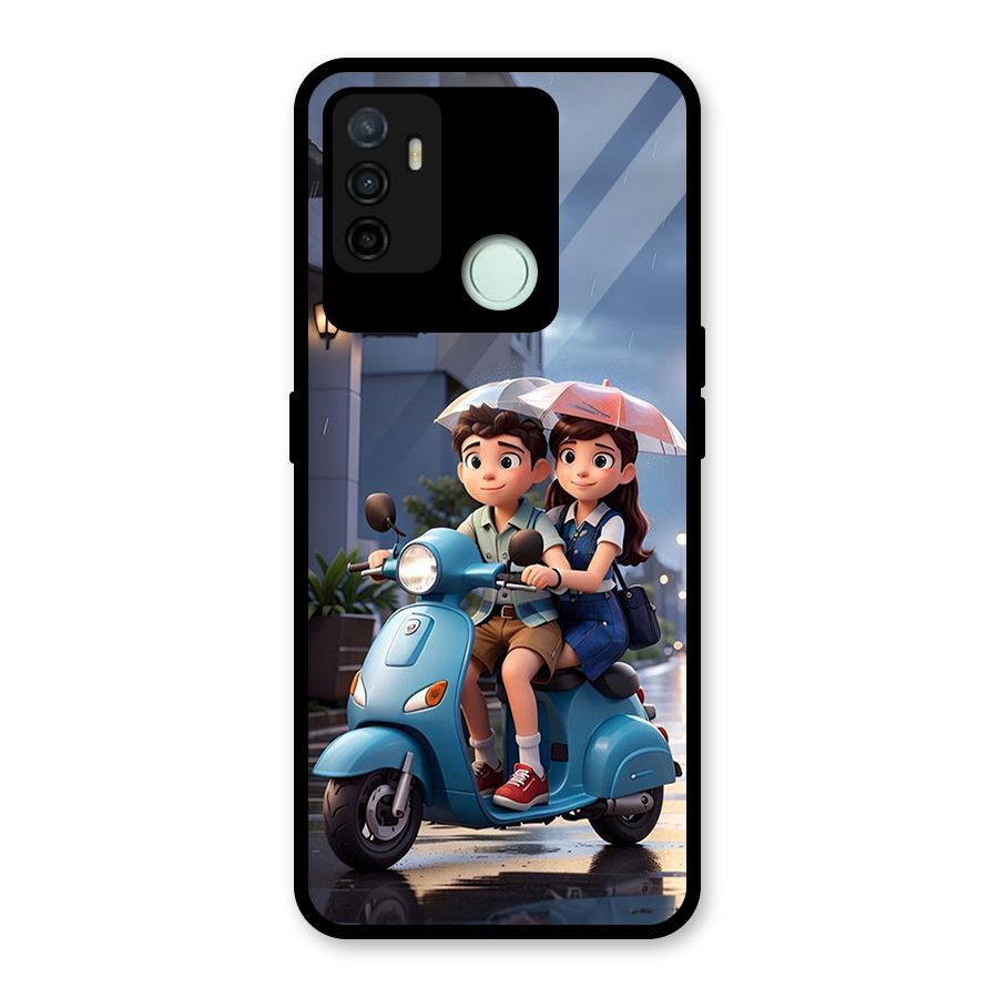 Cute Teen Scooter Glass Back Case for Oppo A53