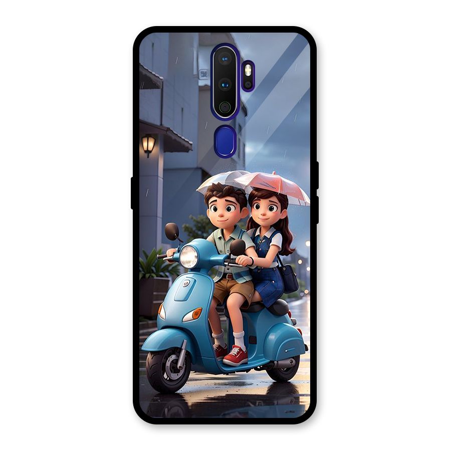 Cute Teen Scooter Glass Back Case for Oppo A9 (2020)