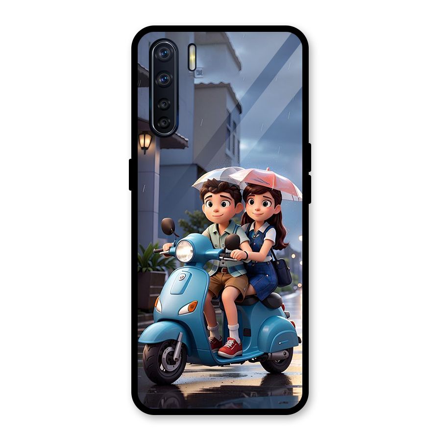 Cute Teen Scooter Glass Back Case for Oppo F15