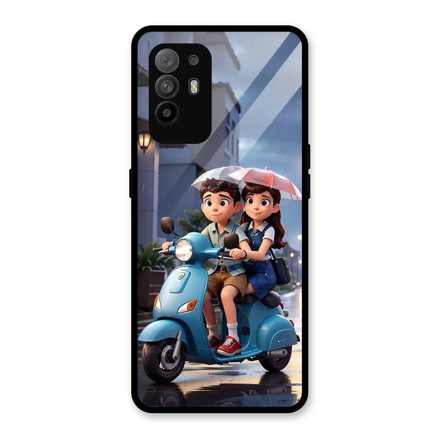 Cute Teen Scooter Glass Back Case for Oppo F19 Pro Plus 5G