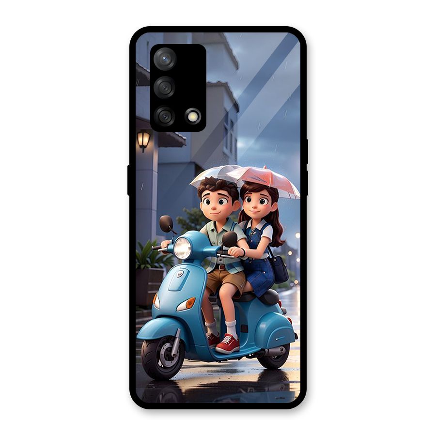 Cute Teen Scooter Glass Back Case for Oppo F19s