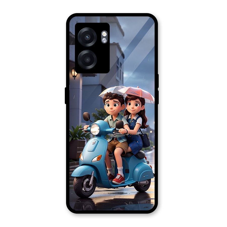Cute Teen Scooter Glass Back Case for Oppo K10 (5G)