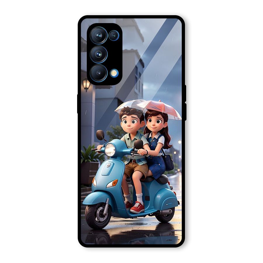 Cute Teen Scooter Glass Back Case for Oppo Reno5 Pro 5G