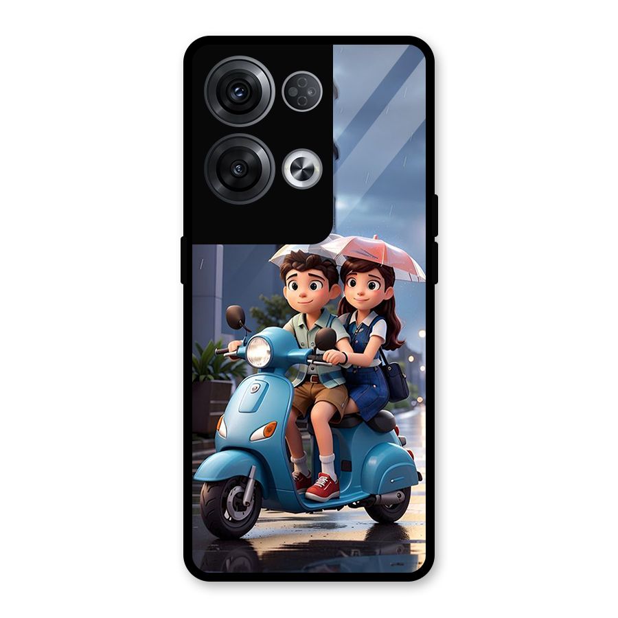 Cute Teen Scooter Glass Back Case for Oppo Reno8 Pro 5G