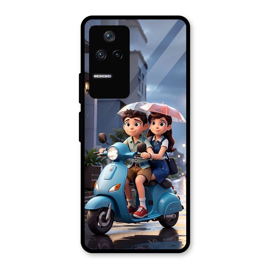 Cute Teen Scooter Glass Back Case for Poco F4 5G