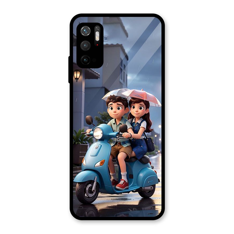Cute Teen Scooter Glass Back Case for Poco M3 Pro 5G