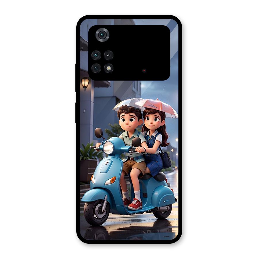Cute Teen Scooter Glass Back Case for Poco M4 Pro 4G