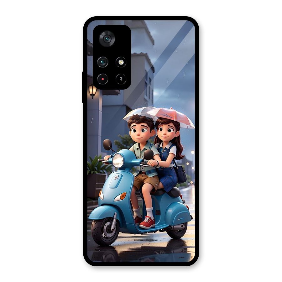 Cute Teen Scooter Glass Back Case for Poco M4 Pro 5G