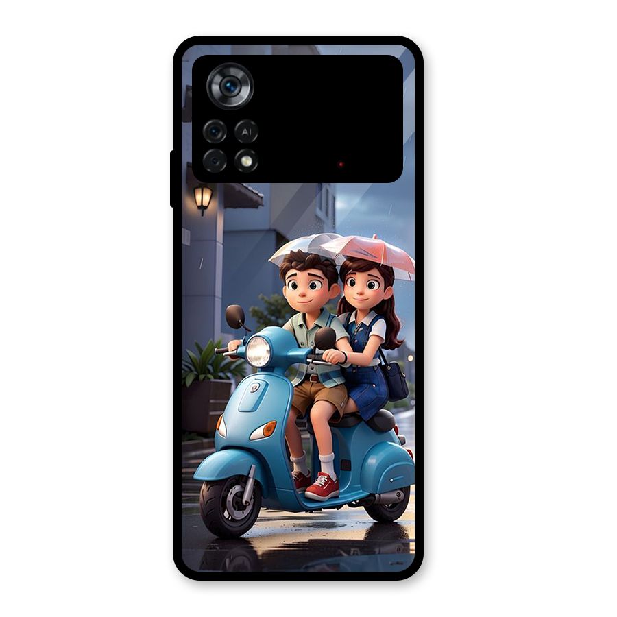 Cute Teen Scooter Glass Back Case for Poco X4 Pro 5G