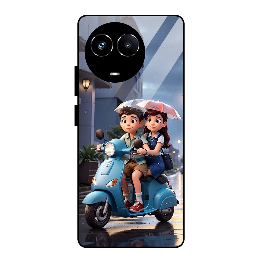 Cute Teen Scooter Glass Back Case for Realme 11X