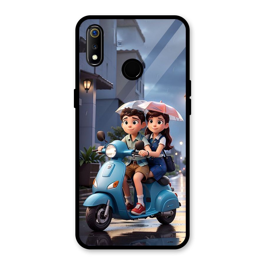 Cute Teen Scooter Glass Back Case for Realme 3