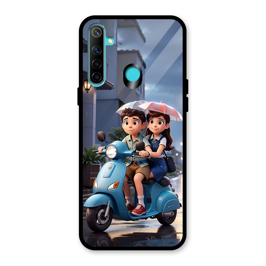 Cute Teen Scooter Glass Back Case for Realme 5i