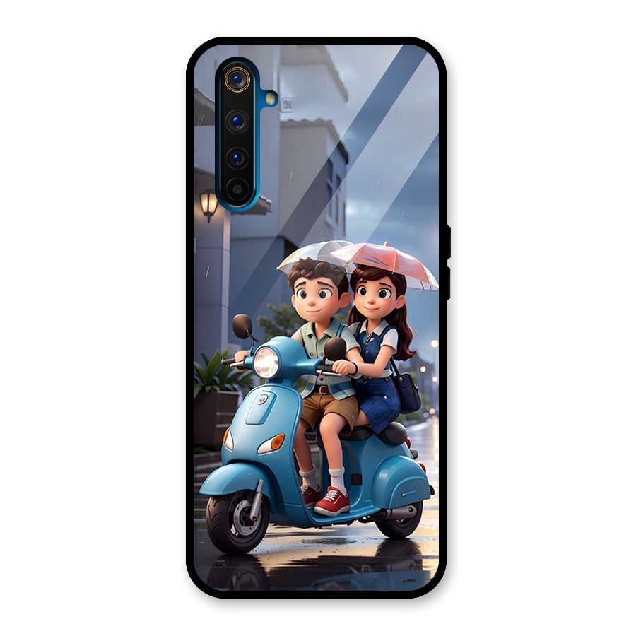 Cute Teen Scooter Glass Back Case for Realme 6 Pro