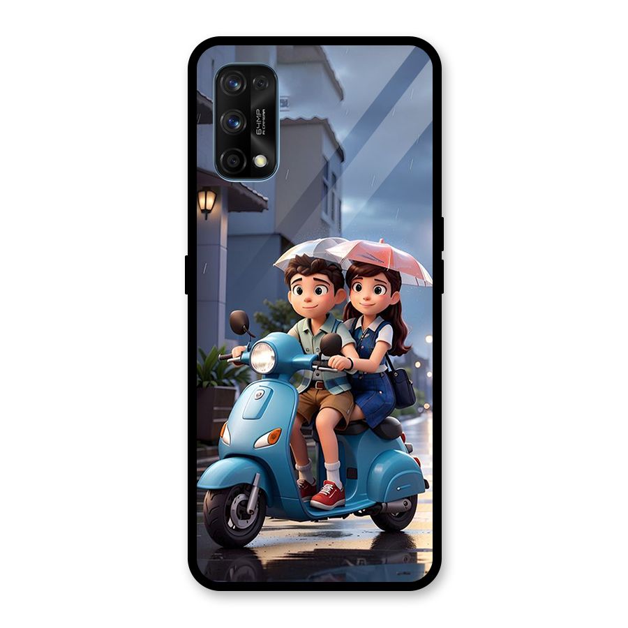 Cute Teen Scooter Glass Back Case for Realme 7 Pro