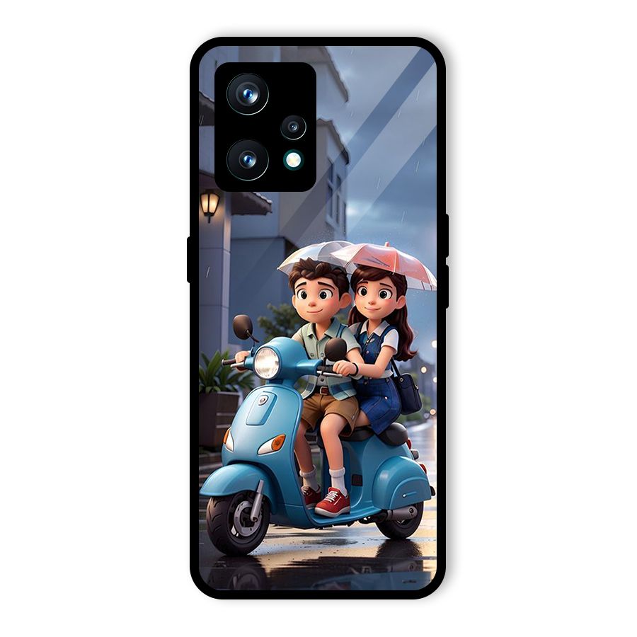 Cute Teen Scooter Glass Back Case for Realme 9 Pro Plus 5G