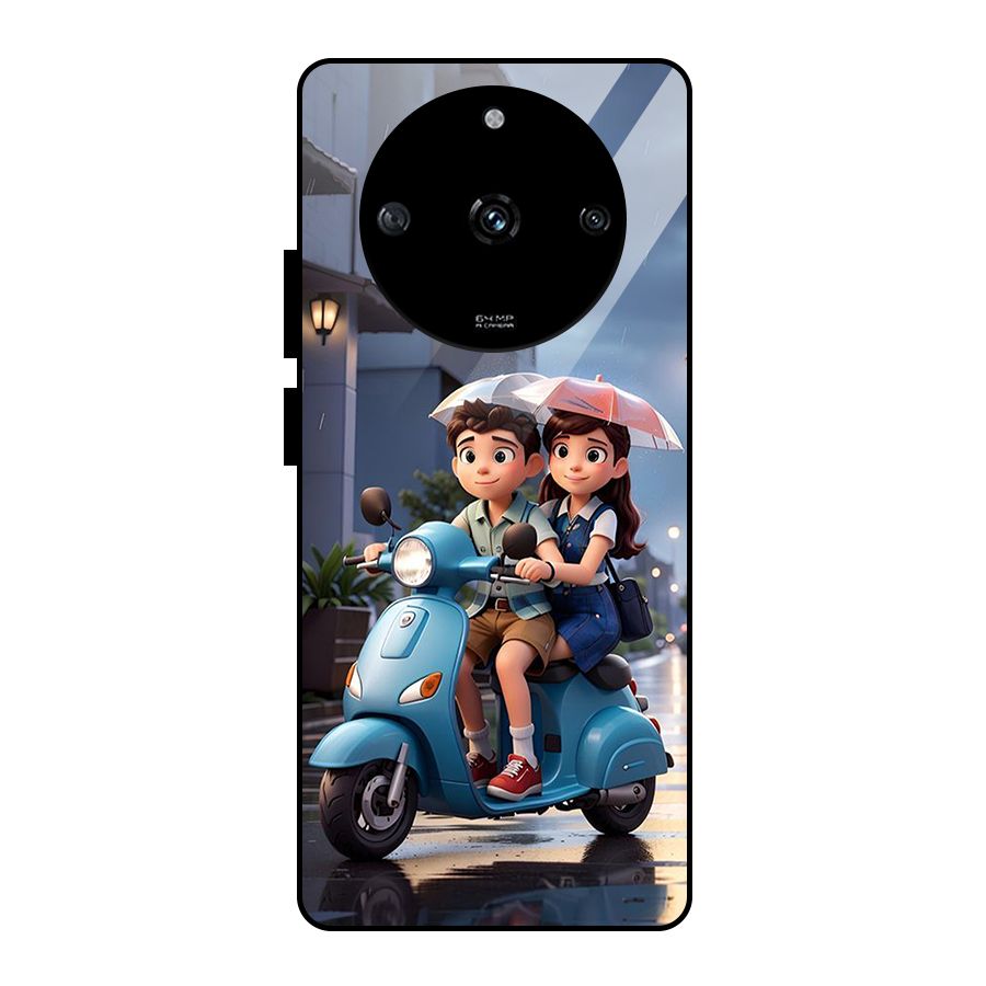Cute Teen Scooter Glass Back Case for Realme Narzo 60 5G
