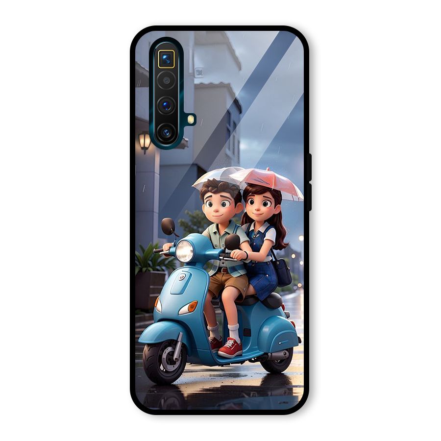 Cute Teen Scooter Glass Back Case for Realme X3
