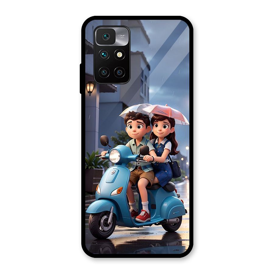 Cute Teen Scooter Glass Back Case for Redmi 10 Prime