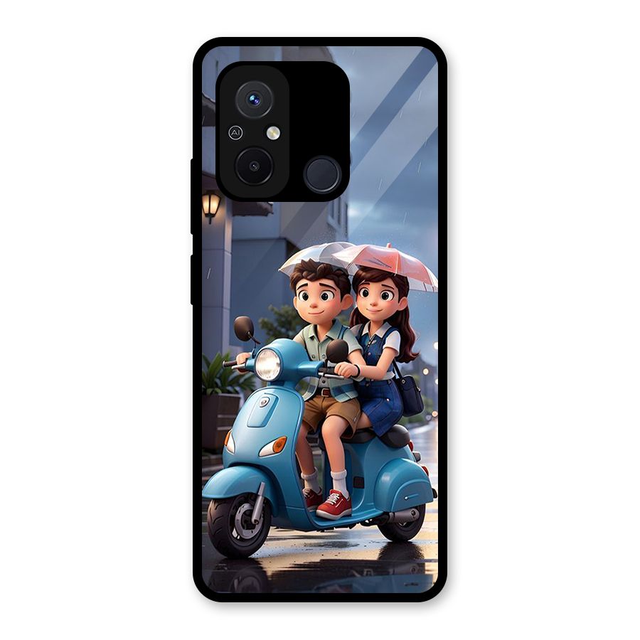 Cute Teen Scooter Glass Back Case for Redmi 12C