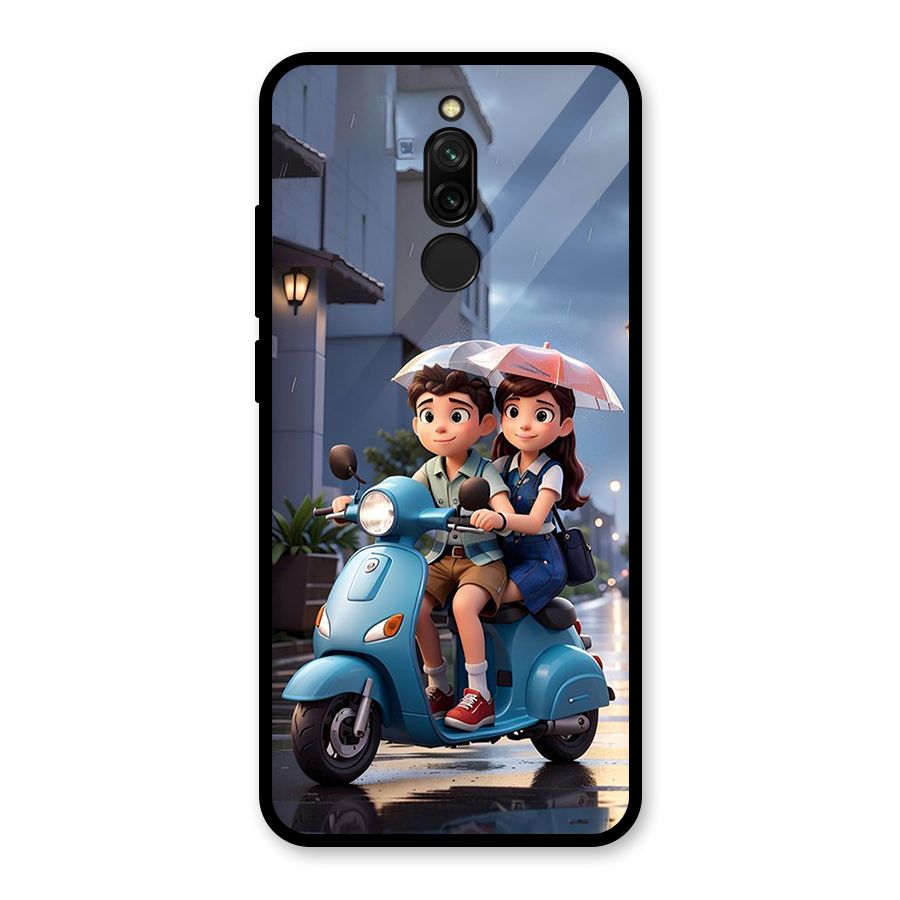 Cute Teen Scooter Glass Back Case for Redmi 8