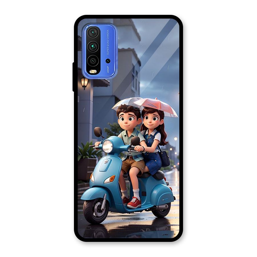Cute Teen Scooter Glass Back Case for Redmi 9 Power