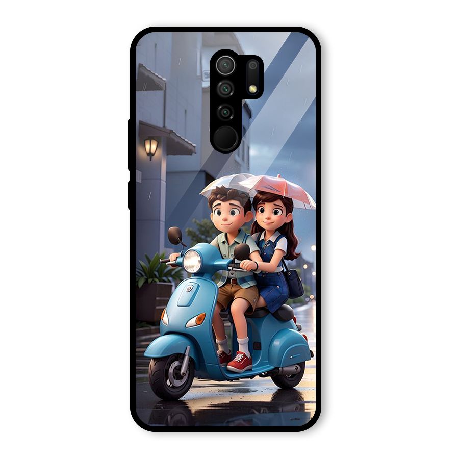 Cute Teen Scooter Glass Back Case for Redmi 9 Prime