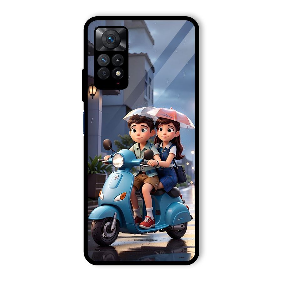 Cute Teen Scooter Glass Back Case for Redmi Note 11 Pro