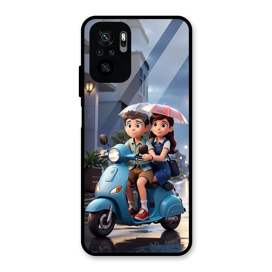 Cute Teen Scooter Glass Back Case for Redmi Note 11 SE