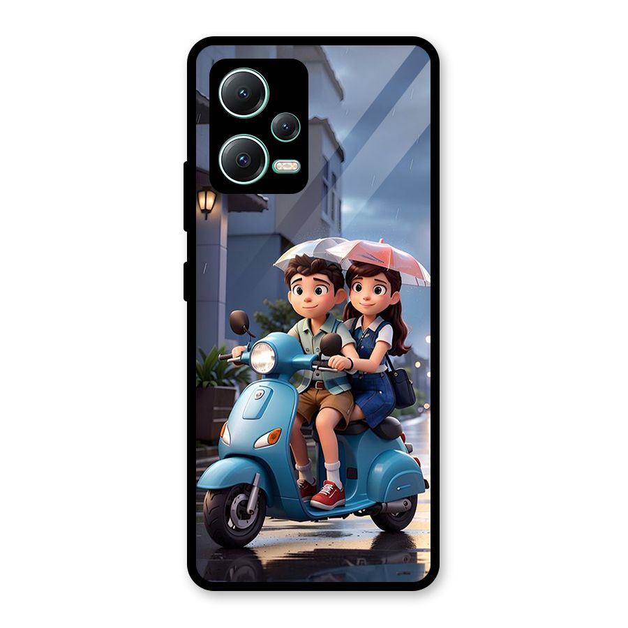 Cute Teen Scooter Glass Back Case for Redmi Note 12 5G