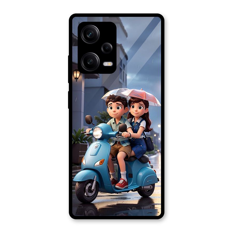 Cute Teen Scooter Glass Back Case for Redmi Note 12 Pro