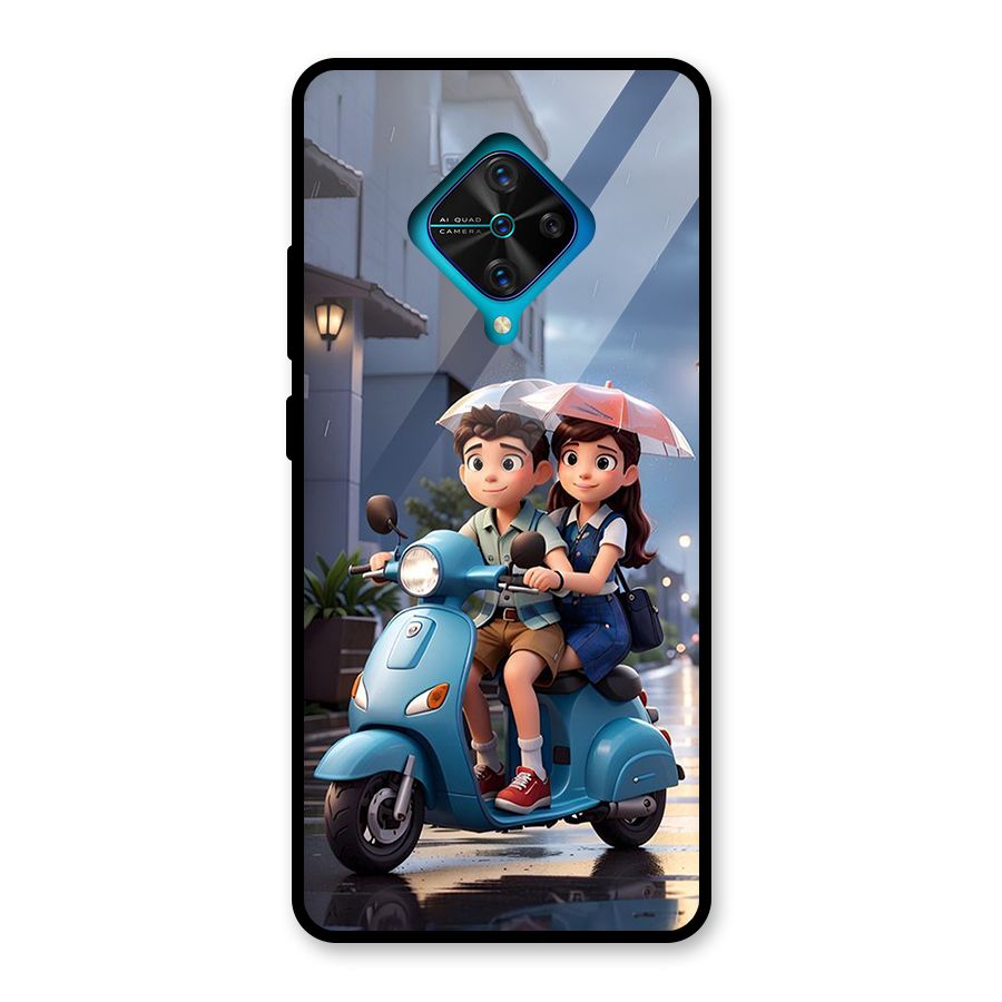 Cute Teen Scooter Glass Back Case for Vivo S1 Pro