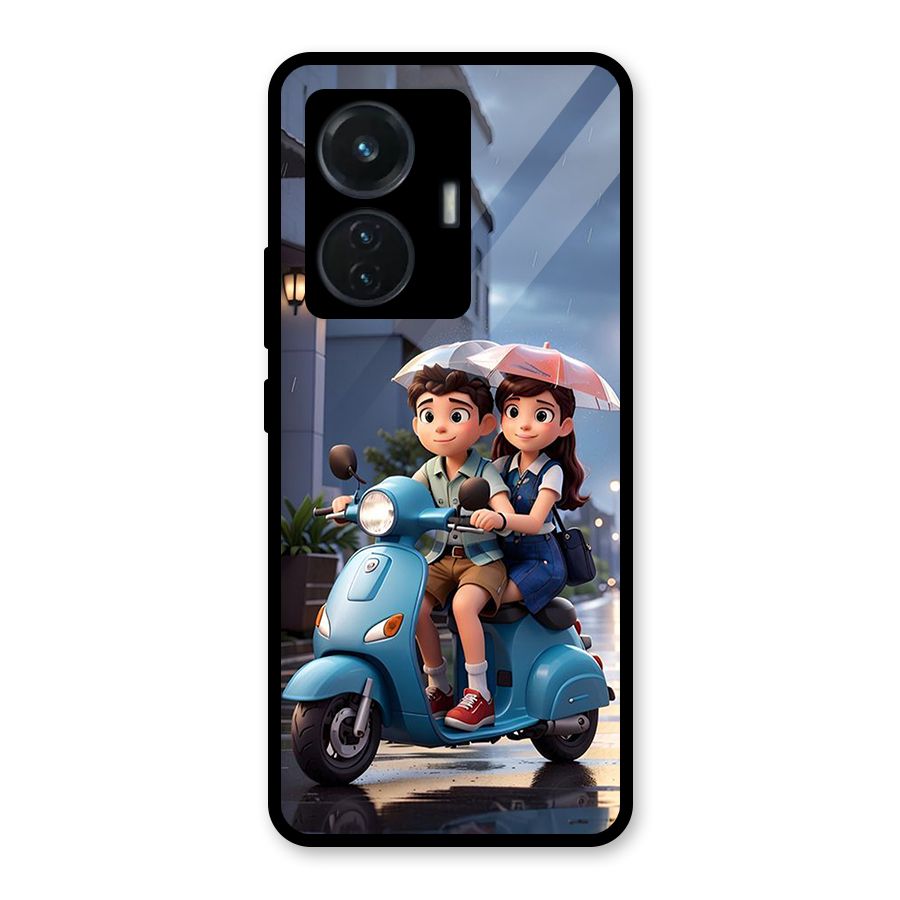 Cute Teen Scooter Glass Back Case for Vivo T1 44W