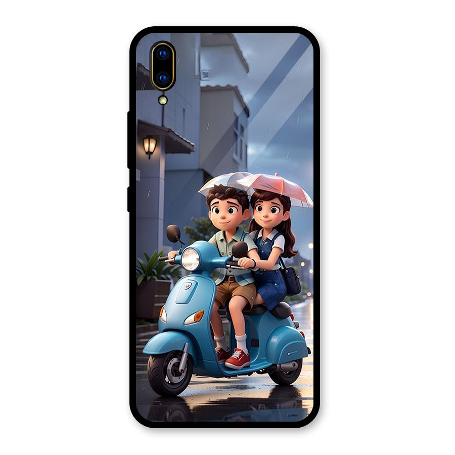 Cute Teen Scooter Glass Back Case for Vivo V11 Pro