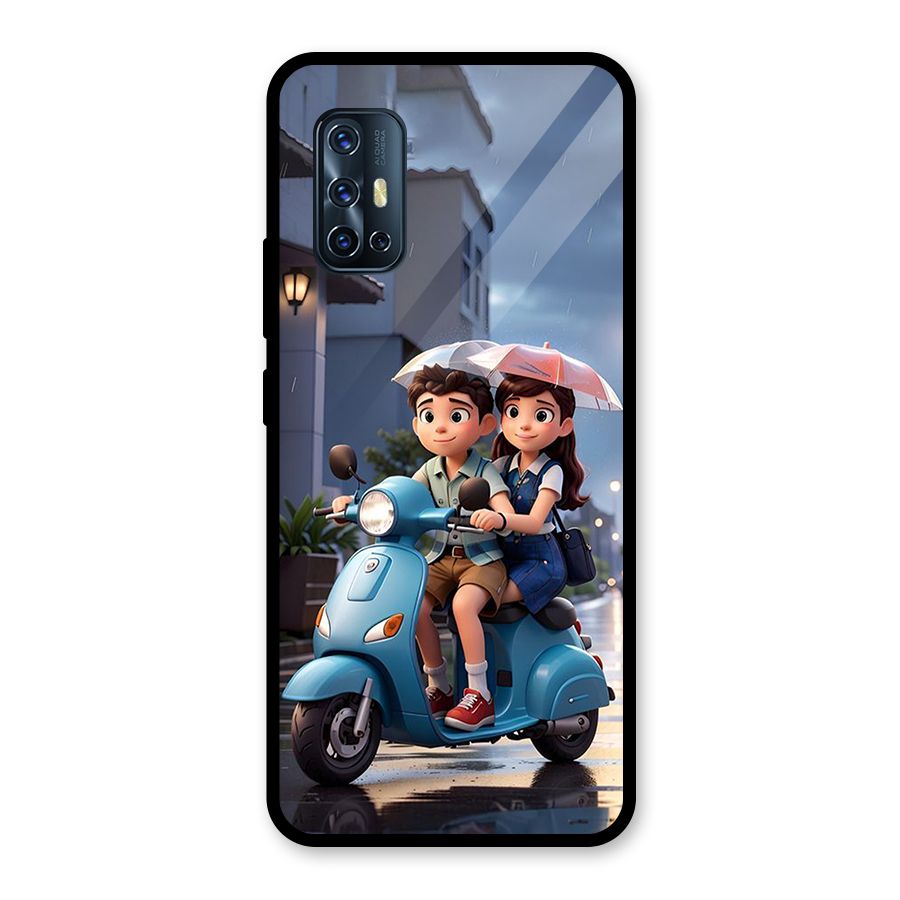 Cute Teen Scooter Glass Back Case for Vivo V17